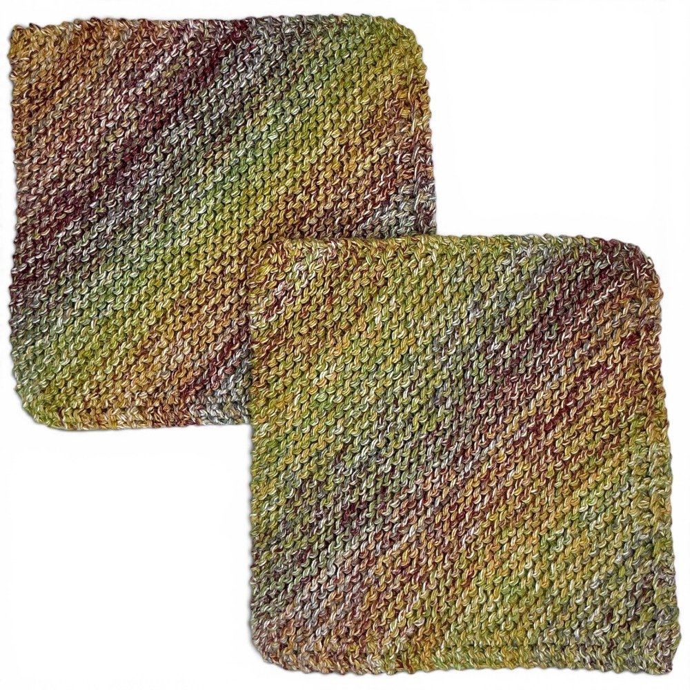 Handmade Nepalese Spices Knit Dishcloth Set Unisex OS 2PK 100% Cotton Farmhouse
